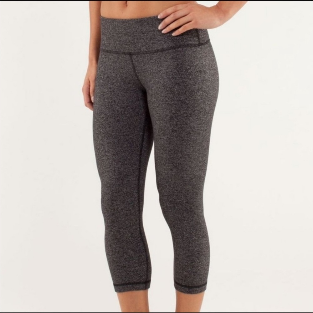 Lululemon Wunder Under Crop / Herringbone Black‎ / SZ 10